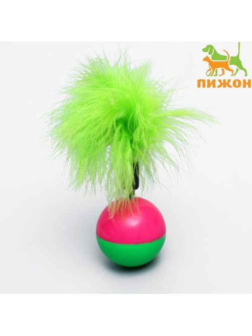 Игрушка-неваляшка для кошек с пухом, пластик, цвет МИКС