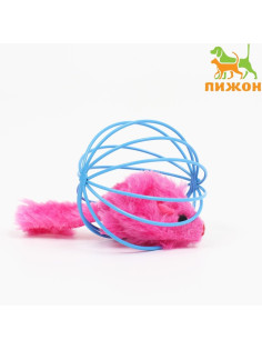 Игрушка «Мышь в шаре», 6 см, синяя, розовая