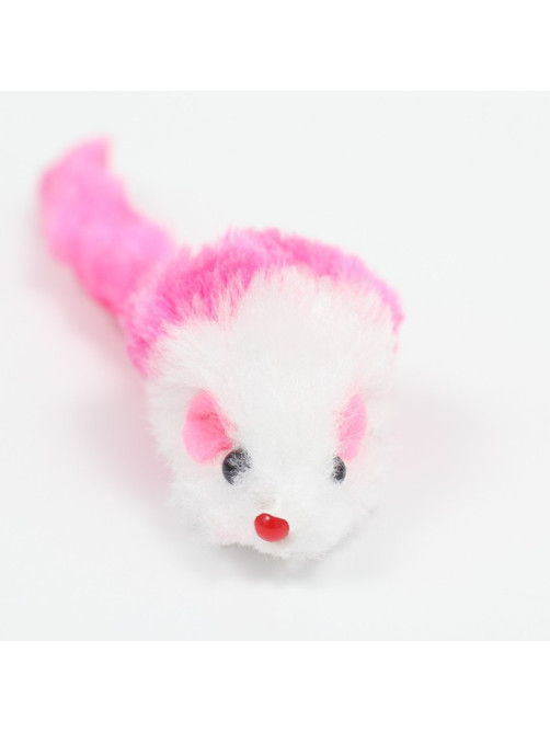 Игрушка для кошек «Малая мышь» двухцветная, 5 см, белая/розовая