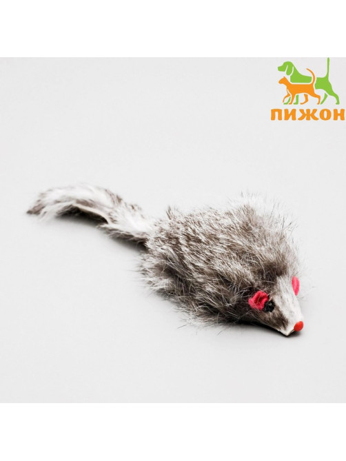 Мышь, 7.5 см, натуральный мех, тёмно-серая