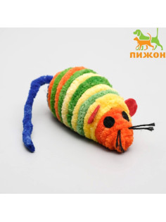 Мышь-погремушка махровая, 7 см, цвет МИКС