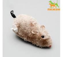 Мышь заводная, 12 см, искусственный мех, серая