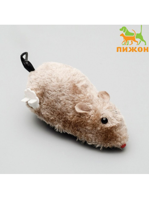 Мышь заводная, 12 см, искусственный мех, серая