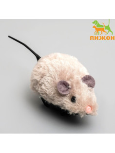 Мышь заводная малая, 8.5 см, искусственный мех, серая