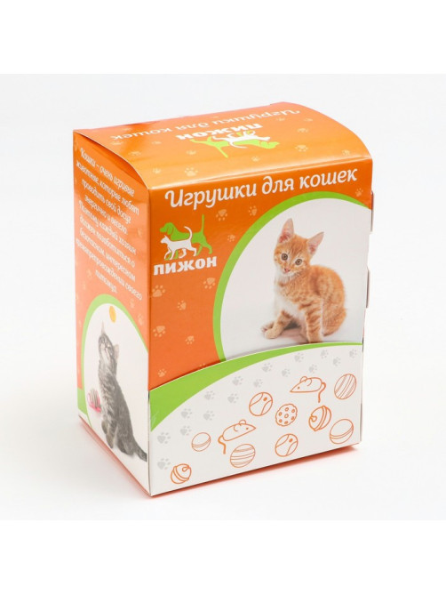 Шарик с перьями для кошек, 3.4 см, фасовка по 50 шт., микс цветов