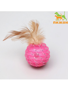 Шар-погремушка «Праздничный», 4.5 см, с перьями, цвет МИКС