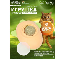 Игрушка с кошачьей мятой для кошек «Ракета», 6 см, пластик, оранжевая, зелёная