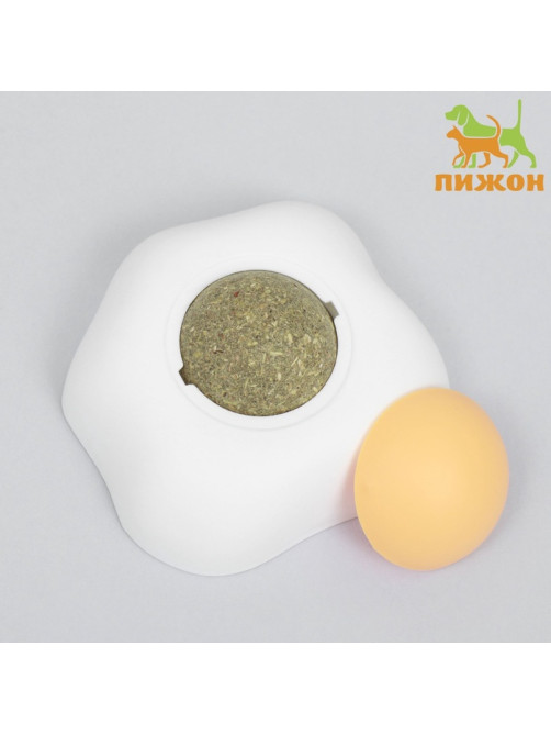 Игрушка с кошачьей мятой для кошек «Яичница», 6 см, пластик, белая