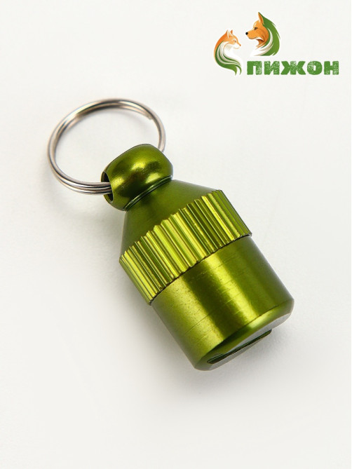 Адресник-капсула под записку «Бочонок», 1.1×2.3 см, металл, зелёный