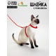 Комплект для кошек, ширина 1 см, ОШ 16.5-27 см, ОГ 21-35 см, поводок 120 см, красный