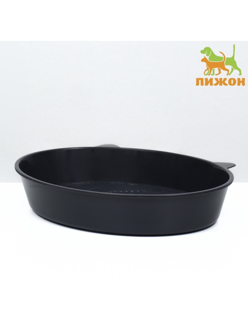 Туалет для кошек «Киса», 36×27×6 см, с сеткой, пластик, серый микс