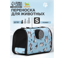 Сумка - переноска каркасная «Играющие котики», размер S, 37.5×17×22 см, голубая