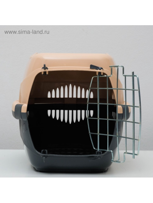 Переноска для животных до 9 кг «Пижон», 43×29×27.5 см, металлическая дверь, пластик, бежевая, серая