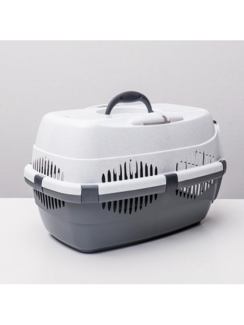 Переноска для животных до 9 кг «Пижон», 43×29×27.5 см, металлическая дверь, пластик, белая, серая