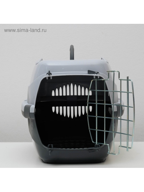 Переноска для животных до 9 кг «Пижон», 43×29×27.5 см, металлическая дверь, пластик, серая