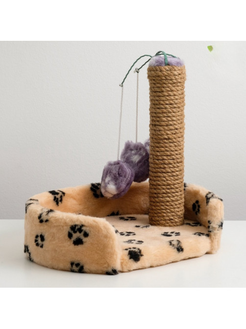 Лежанка с когтеточкой для котят, 34×26×34 см, джут, цвет МИКС