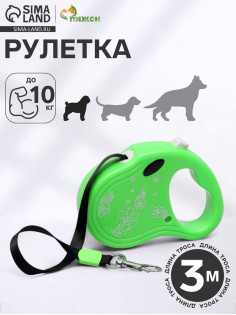 Рулетка «Цветы», 3 м, до 10 кг, зелёная