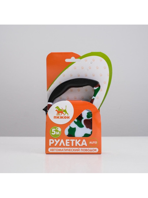 Рулетка, 5 м, до 15 кг, резиновая ручка, расцветка милитари