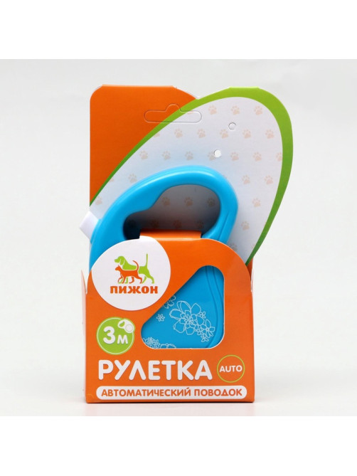 Рулетка «Цветы», 3 м, до 10 кг, голубая