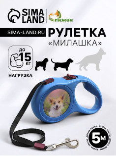 Рулетка «Милашка», 5 м, до 15 кг, с принтом, синяя