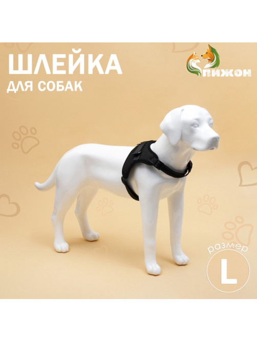 Шлейка К7, размер L, ОГ 64-86 см, вес 18-27.5 кг, мягкая, светоотражающая, чёрная