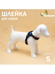 Шлейка К7, размер S, ОГ 44-55 см, вес 5-9 кг, мягкая, светоотражающая, синяя