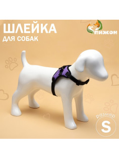 Шлейка К7, размер S, ОГ 44-55 см, вес 5-9 кг, мягкая, светоотражающая, фиолетовая