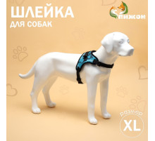 Шлейка К7, размер XL, ОГ 74-92 см, вес 28-47.5 кг, мягкая, светоотражающая, голубая