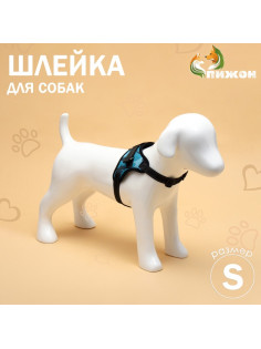 Шлейка К7, размер S, ОГ 44-55 см, вес 5-9 кг, мягкая, светоотражающая, голубая