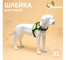 Шлейка улучшенная К7, размер XL, ОГ 74-92 см, вес 28-47.5 кг, мягкая, светоотражающая, зелёная