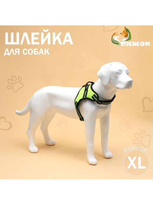 Шлейка улучшенная К7, размер XL, ОГ 74-92 см, вес 28-47.5 кг, мягкая, светоотражающая, зелёная