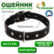 Ошейник кожаный тисненый однослойный, безразмерный, 3×60 см, ОШ 42-55 см, микс цветов