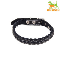 Ошейник плетёный, 42×2 см, ОШ 35-45 см, кожа, цвет МИКС