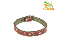 Ошейник комбинированный, 46×2 см, безразмерный, кожа, брезент, цвет МИКС