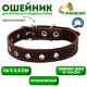 Ошейник однослойный, безразмерный, 56×2.5 см, ОШ 17-44 см, кожа, коричневый