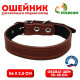 Ошейник, 56×2.5 см, ОШ 35-45 см, на синтепоне, кожа, коричневый