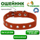 Ошейник однослойный, безразмерный, 56×2.5 см, ОШ 17-44 см, кожа, оранжевый