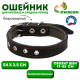 Ошейник комбинированный, безразмерный, 54×2.5 см, ОШ 17-45 см, кожа, брезент, чёрный