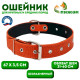 Ошейник тиснёный, 67×3.5 см, ОШ 31-60 см, на фетре, безразмерный, кожа, оранжевый