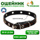 Ошейник кожаный однослойный с рифлеными люверсами, 35×1.2 см, ОШ 10-28 см, безразмерный, микс цветов