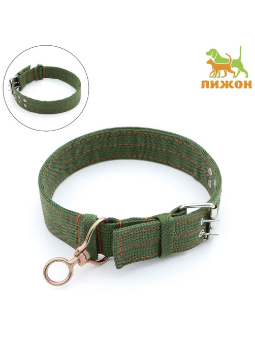 Ошейник, 80×4.9 см, ОШ 64-74 см, четырёхслойный, с вертлюгом, полиэстер, зелёный