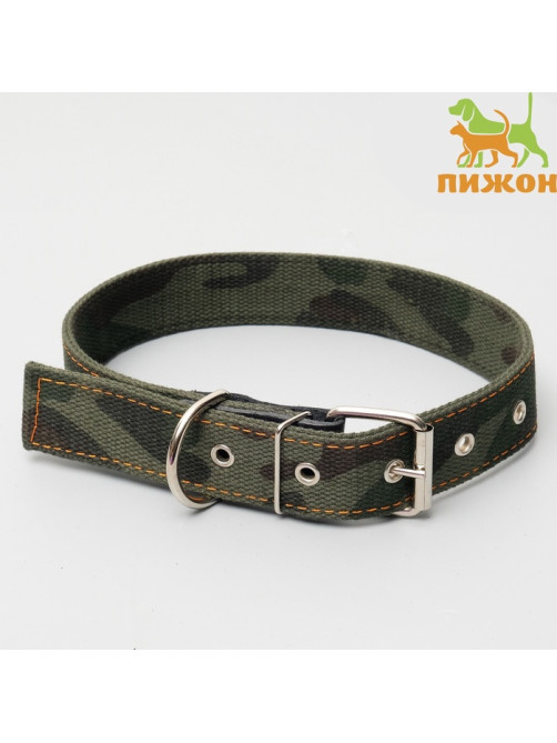 Ошейник брезентовый двухслойный «Камуфляж», 72×3.5 см, ОШ 45-60 см