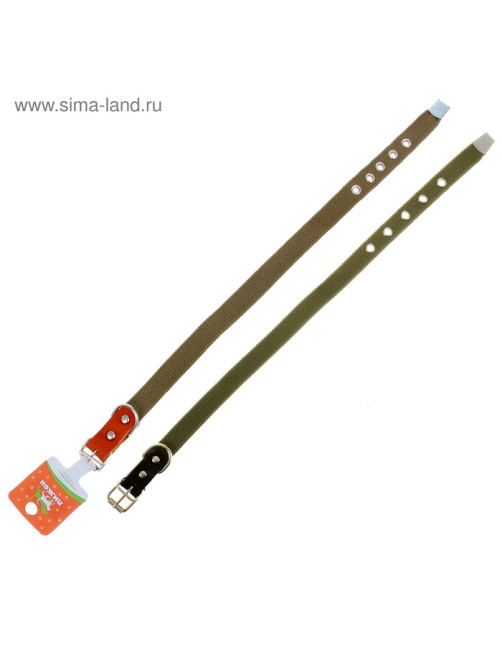 Ошейник брезентовый однослойный, 50×2 см, ОШ 25-35 см, хаки