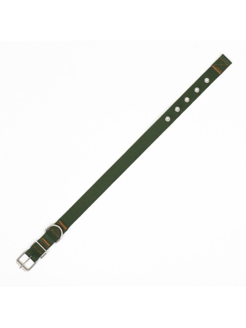 Брезентовый ошейник, 59.5×2.5 см, двухслойный, цвет хаки