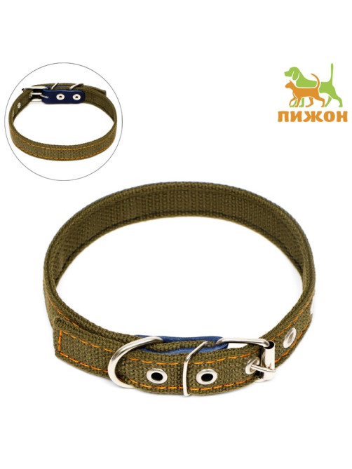 Ошейник брезентовый двухслойный, 50×2 см, ОШ 25-35 см, хаки