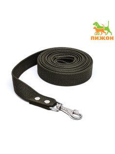 Брезентовый поводок, 5 м × 3.5 см, хаки, тёмно-зелёный