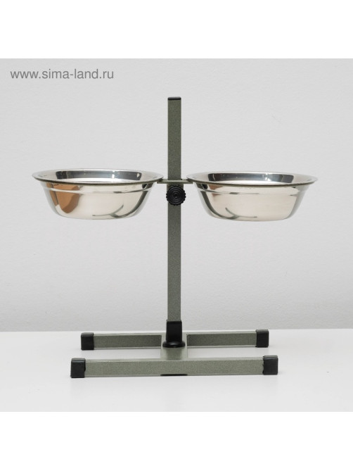 Подставка с мисками, 2×1 л, высота 40 см, разборная, зелёная