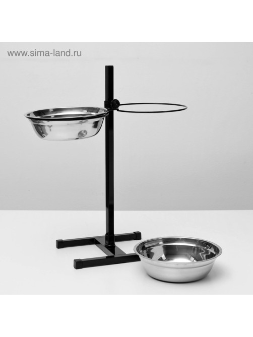 Подставка с мисками, 2×2.5 л, высота 60 см, разборная, чёрная