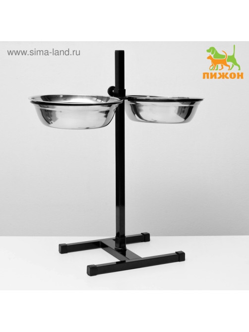 Подставка с мисками, 2×2.5 л, высота 60 см, разборная, чёрная