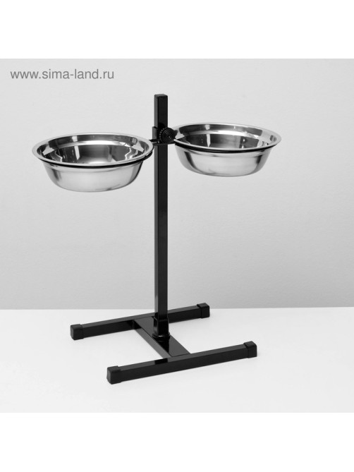 Подставка с мисками, 2×1.5 л, высота 50 см, разборная, чёрная